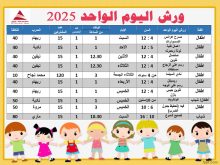 جدول انشطة ورش اليوم الواحد